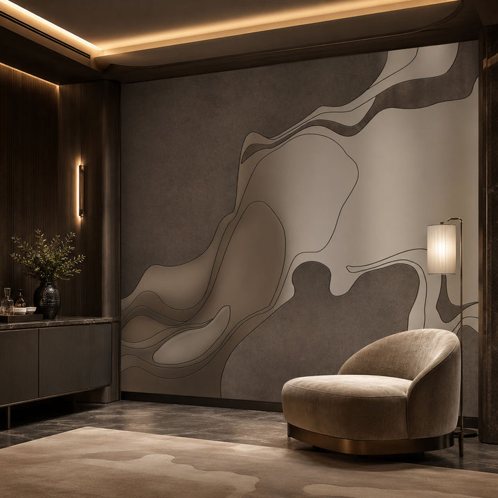 Molten Earth (Bronze) Abstract wallpaper design view 2 | MWA-LWZ-363