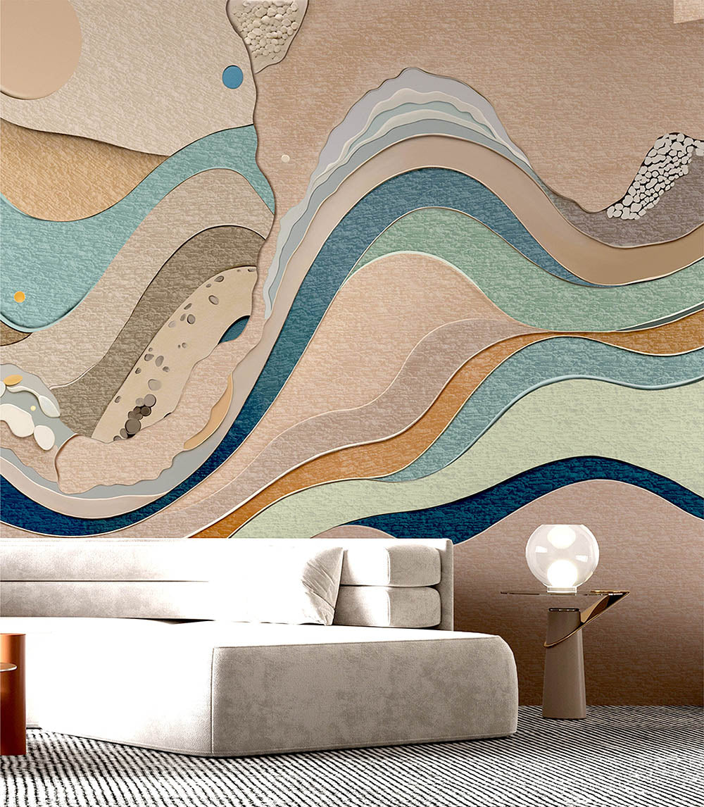 Earth’s Rhythm (Sand) Abstract wallpaper design view 2 | MWA-LWZ-361