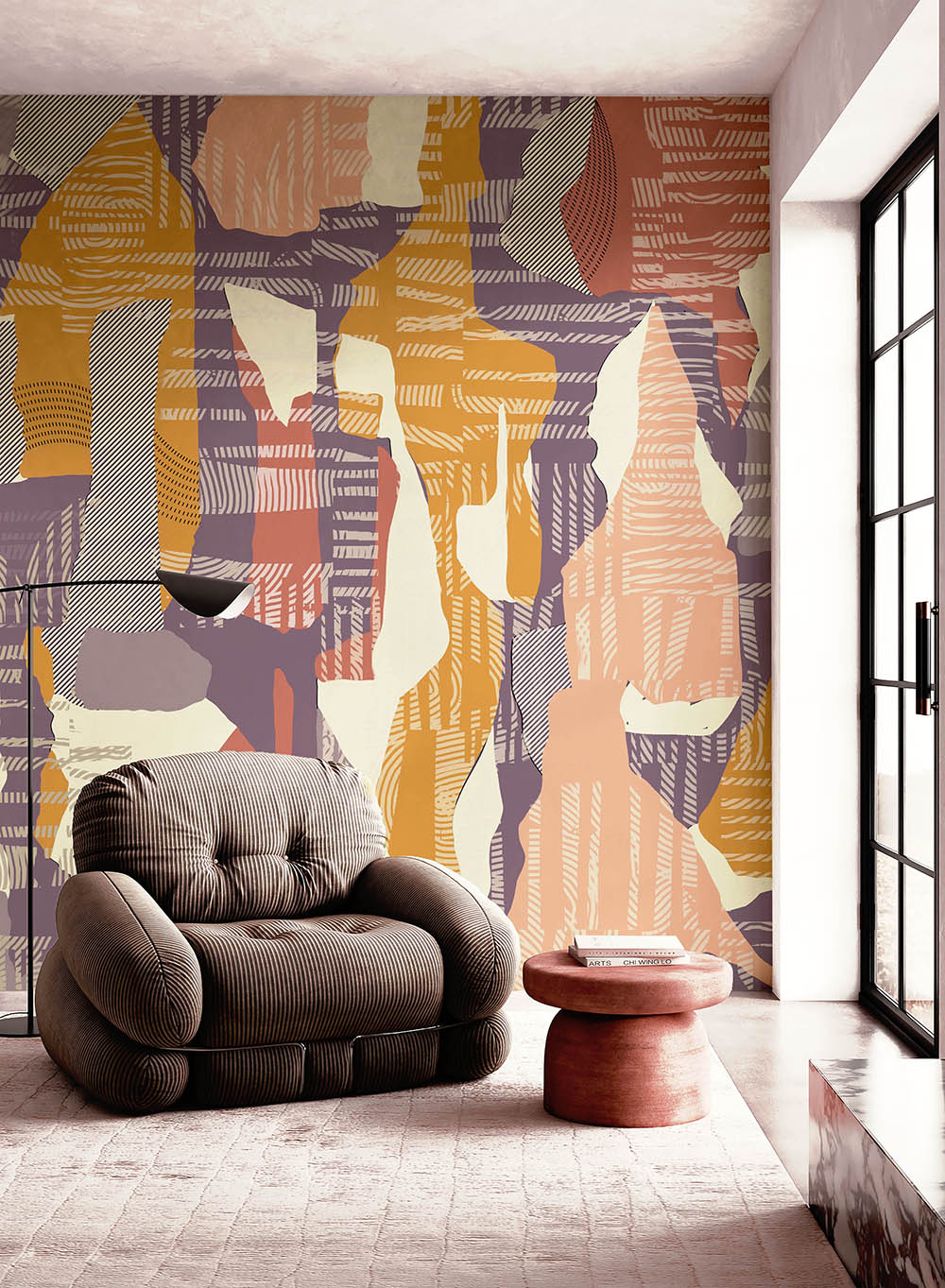 Urban Fragments (Ochre) Urban wallpaper design view 2 | MWA-LWZ-360