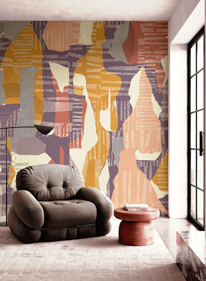 Urban Fragments (Ochre) Urban wallpaper design view 2 | MWA-LWZ-360