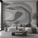 Echoed Layers (Grey) Abstract wallpaper design view 2 | MWA-LWZ-356