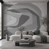 Echoed Layers (Grey) Abstract wallpaper design view 2 | MWA-LWZ-356
