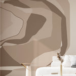 Echoed Layers (Taupe) Abstract wallpaper for living room & bedroom interiors | MWA-LWZ-355