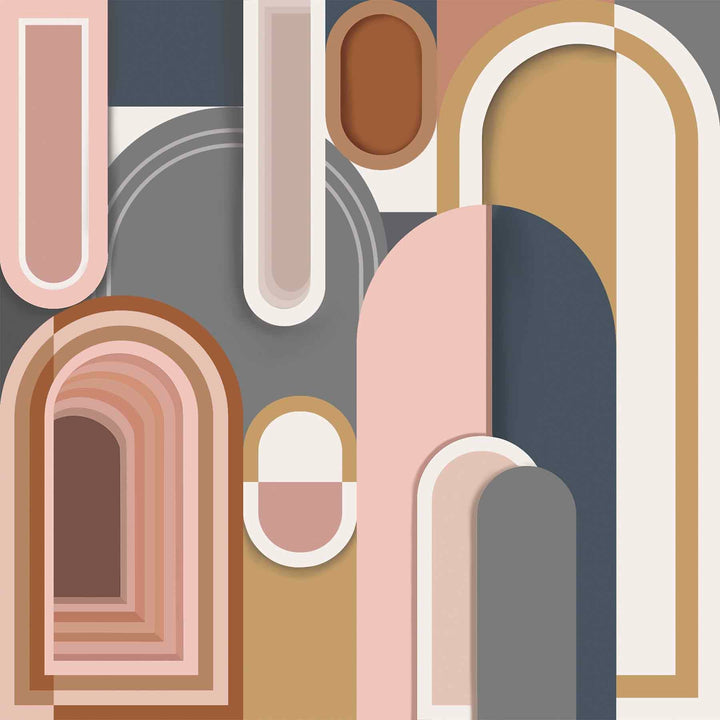 Geometric Echoes (Multicolor) Architecture wallpaper for living room & foyer interiors | MWA-LWZ-351