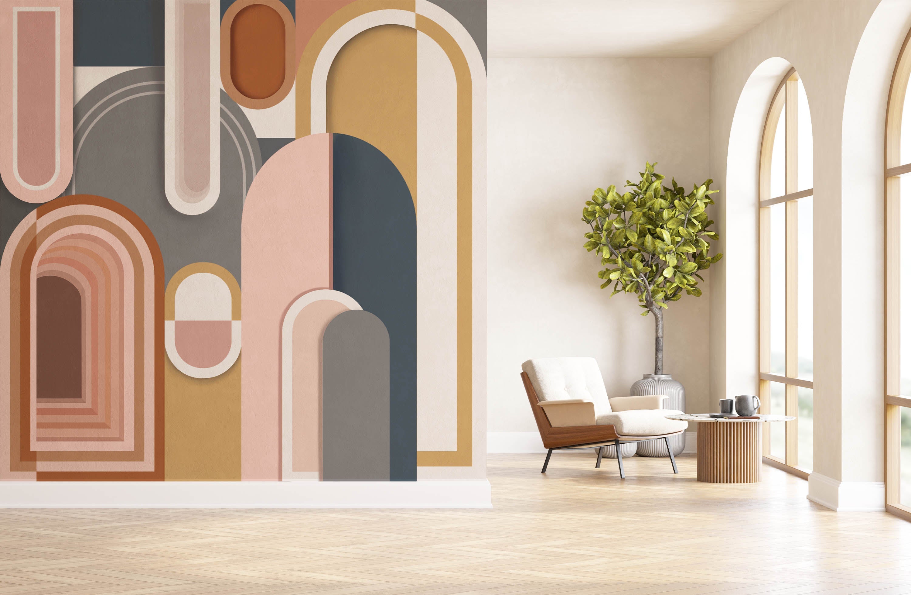 Geometric Echoes (Multicolor) Architecture wallpaper design view 2 | MWA-LWZ-351
