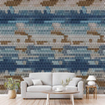 Mosaic Tides (Blue) Abstract wallpaper design view 2 | MWA-LWZ-347