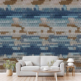 Mosaic Tides (Blue) Abstract wallpaper design view 2 | MWA-LWZ-347