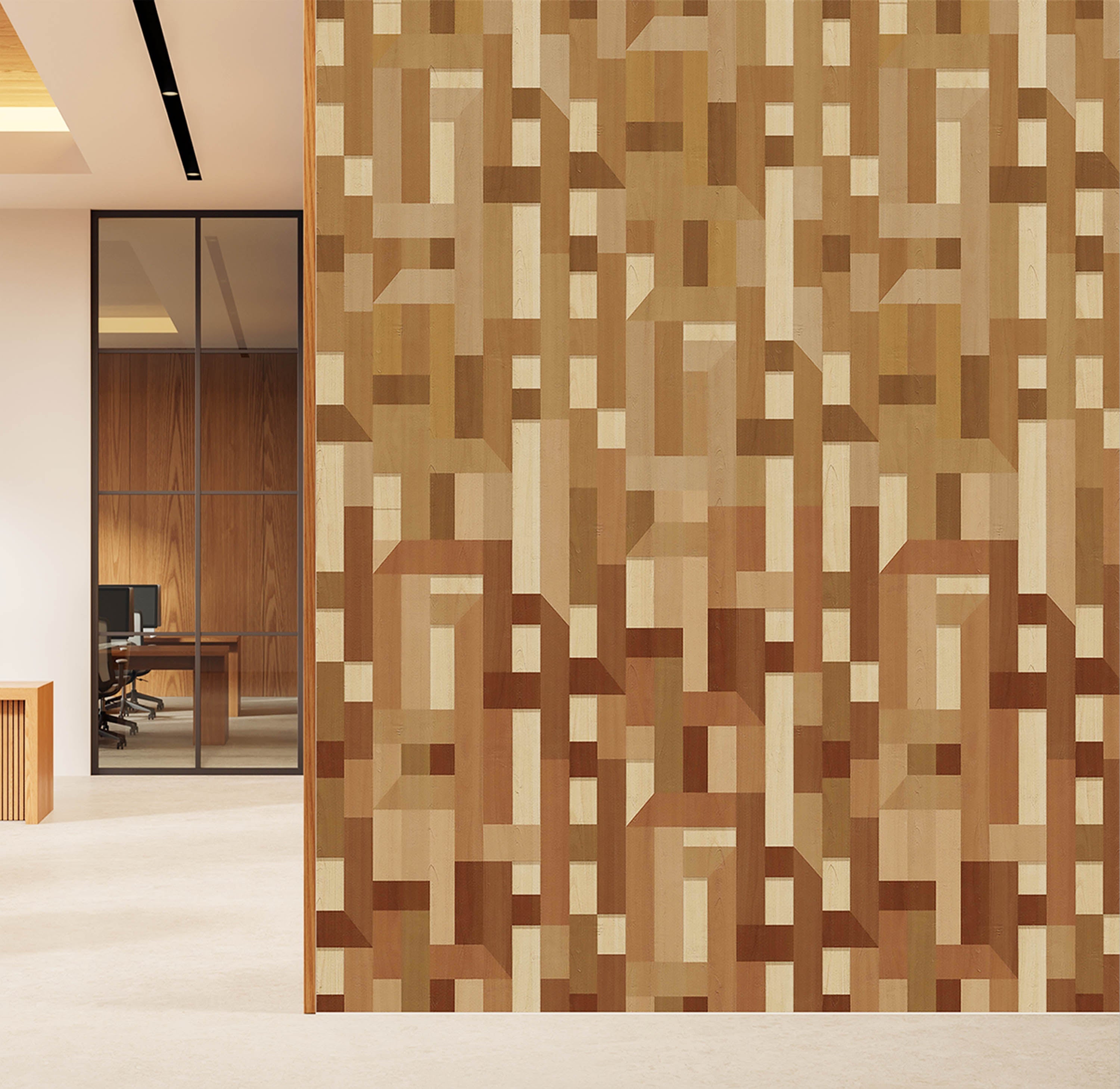 Timber Mosaic (Wood) Abstract wallpaper design view 2 | MWA-LWZ-345