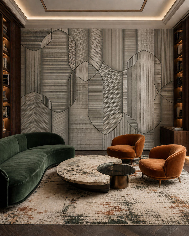 Textured Harmony (Grey) Abstract wallpaper design view 2 | MWA-LWZ-343