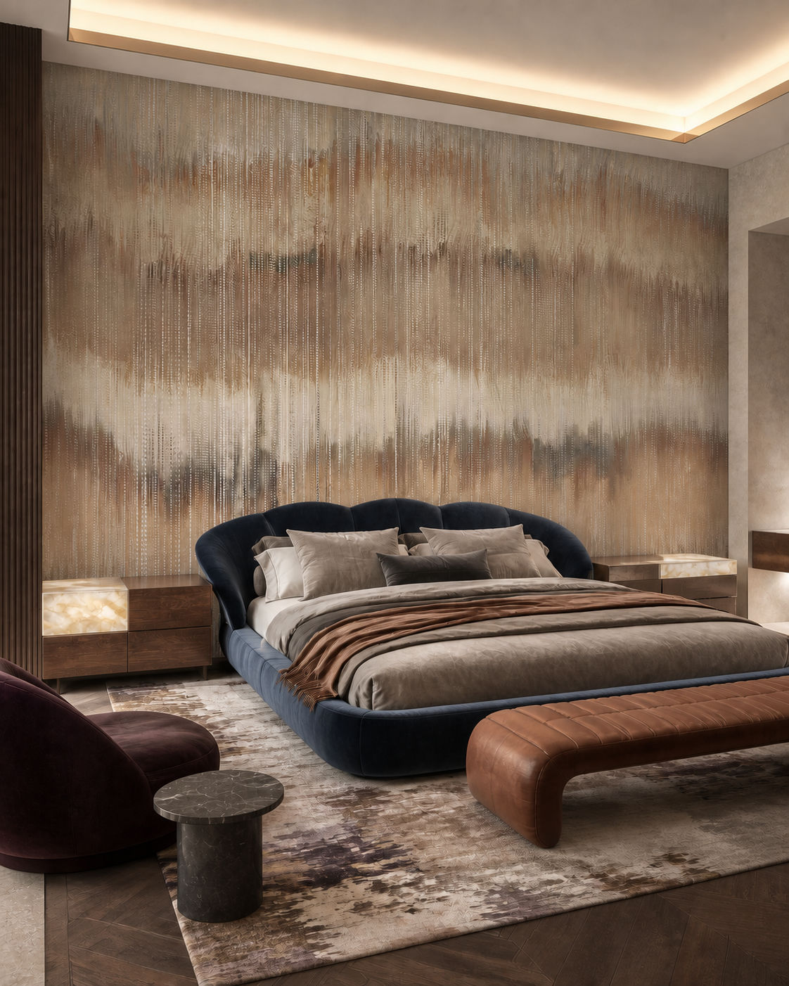 Golden Veil (Sand) Abstract wallpaper design view 2 | MWA-LWZ-342