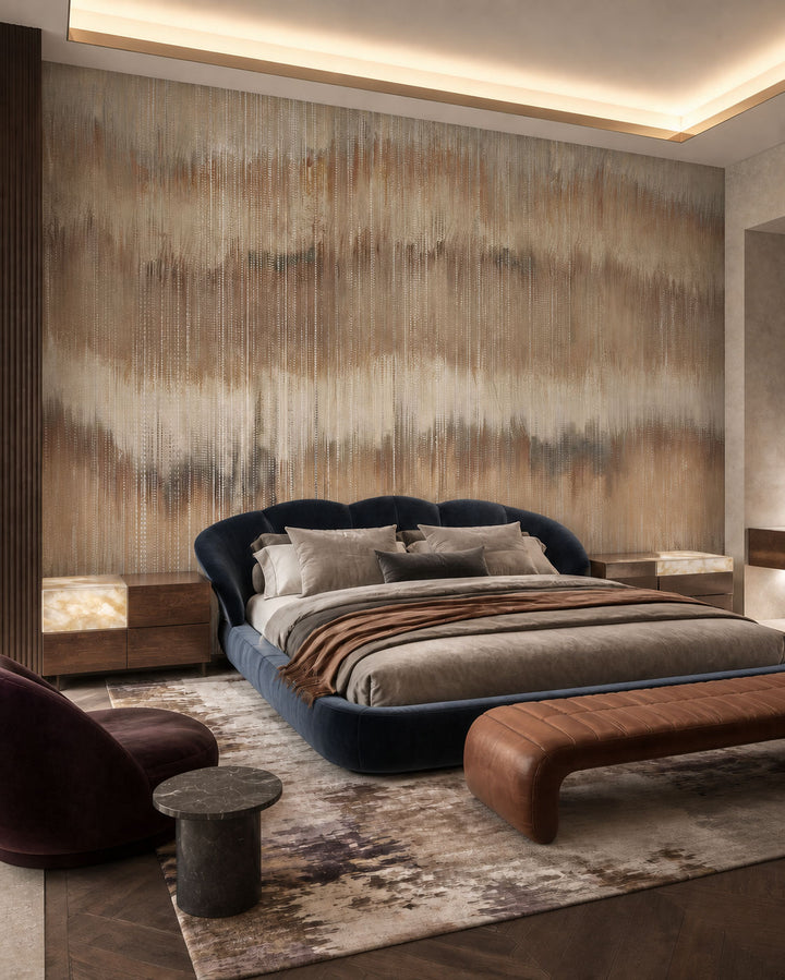 Golden Veil (Sand) Abstract wallpaper design view 2 | MWA-LWZ-342