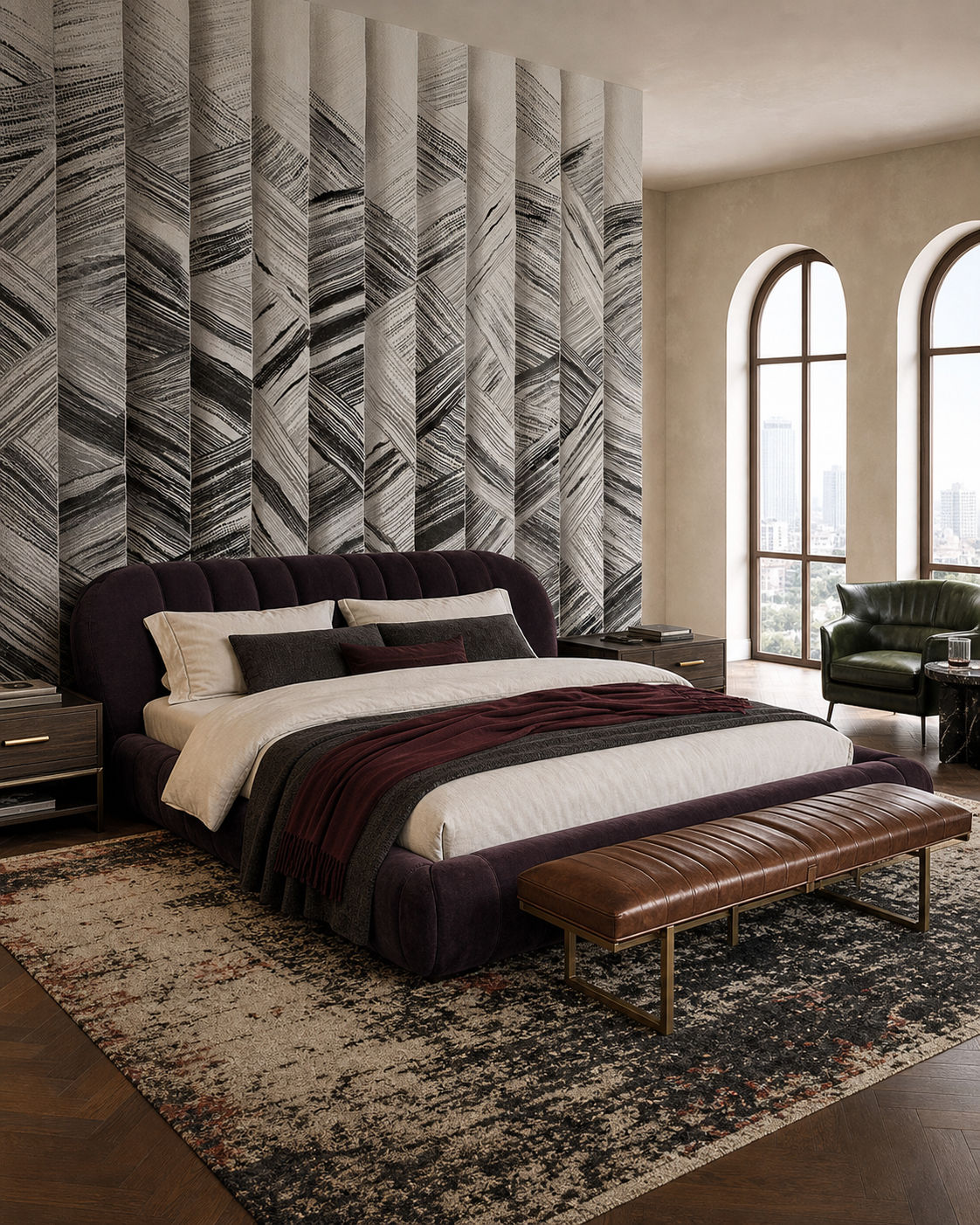Monochrome Motion (Grey) Abstract wallpaper design view 2 | MWA-LWZ-339
