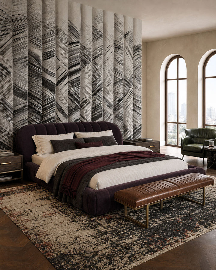 Monochrome Motion (Grey) Abstract wallpaper design view 2 | MWA-LWZ-339