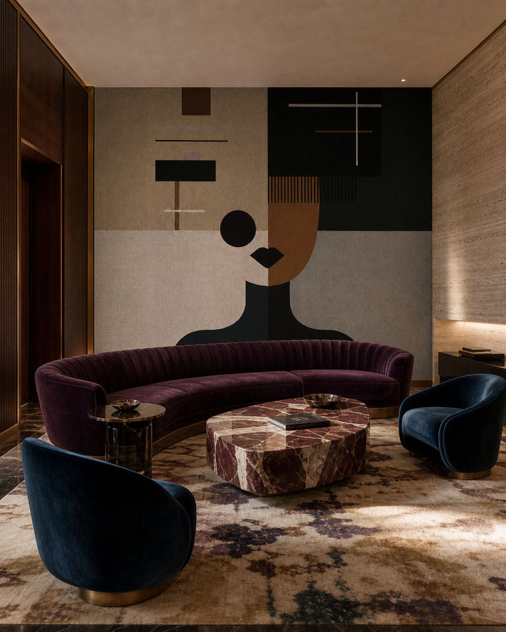 The Modernist (Multicolor) Figurative wallpaper design view 2 | MWA-LWZ-334