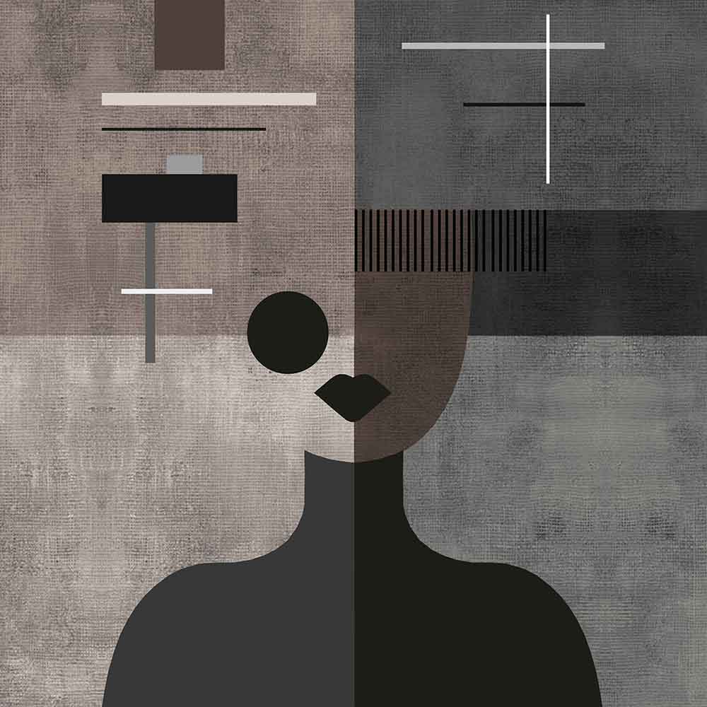 The Modernist (Grey) Figurative wallpaper for living room & creative studio interiors | MWA-LWZ-333
