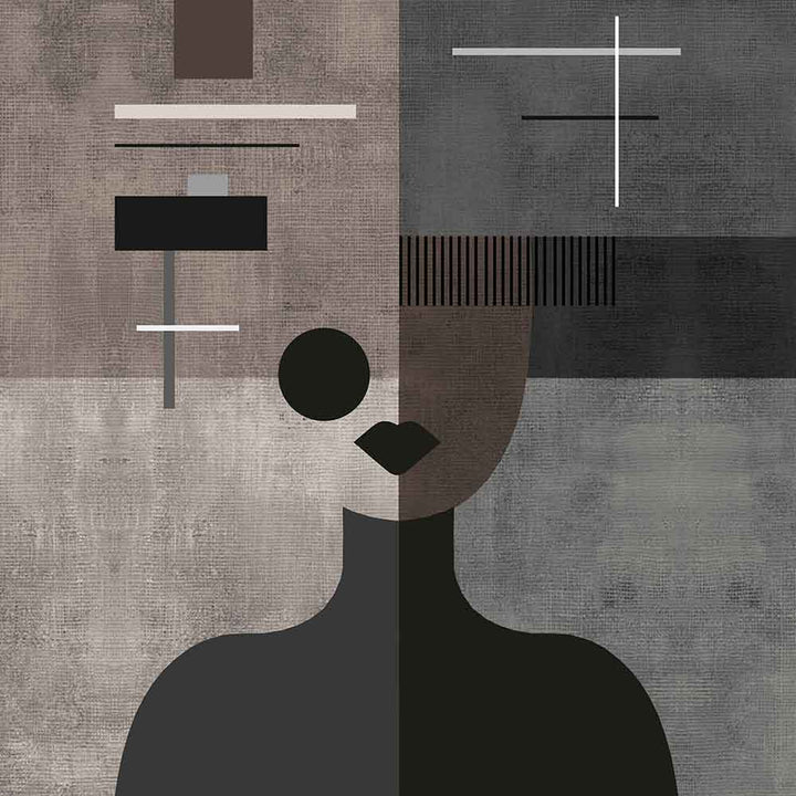 The Modernist (Grey) Figurative wallpaper for living room & creative studio interiors | MWA-LWZ-333