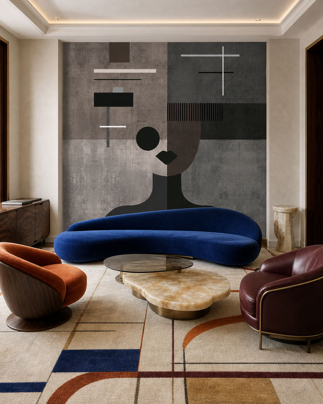 The Modernist (Grey) Figurative wallpaper design view 2 | MWA-LWZ-333