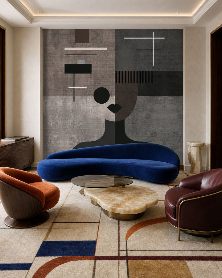 The Modernist (Grey) Figurative wallpaper design view 2 | MWA-LWZ-333