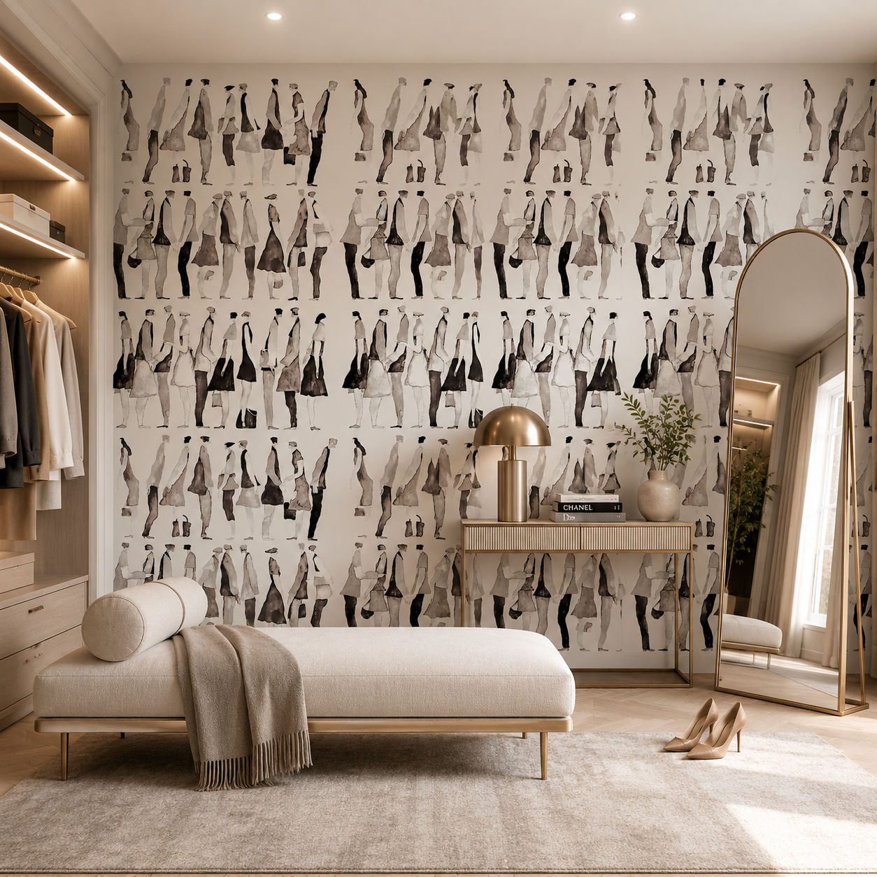 Urban Silhouettes (Grey) Figurative wallpaper design view 2 | MWA-LWZ-332