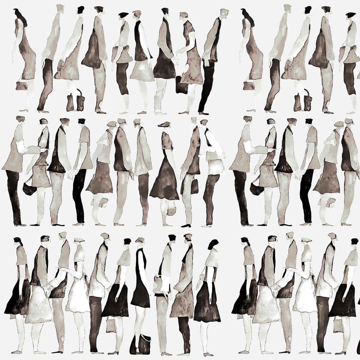 Urban Silhouettes (Grey) Figurative wallpaper for living room & creative studio interiors | MWA-LWZ-332