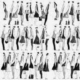 Urban Silhouettes (Black) Figurative wallpaper for living room & creative studio interiors | MWA-LWZ-331