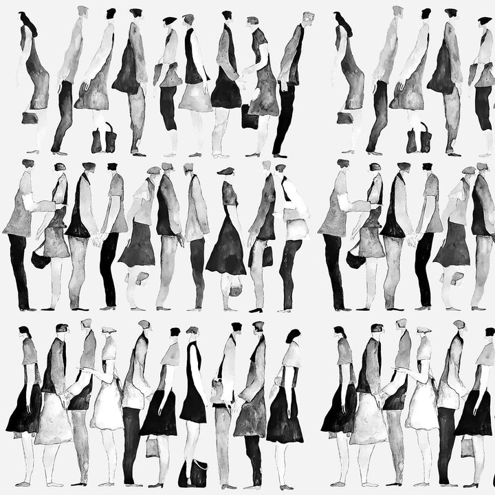Urban Silhouettes (Black) Figurative wallpaper for living room & creative studio interiors | MWA-LWZ-331