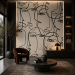Entangled Expressions (Black) Figurative wallpaper design view 2 | MWA-LWZ-330