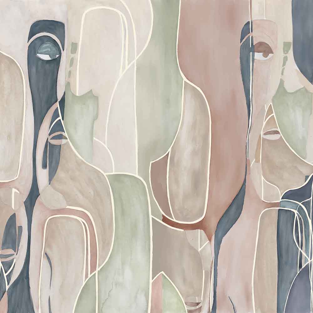 Contours of thought (Multicolor) Figurative wallpaper for living room & creative studio interiors | MWA-LWZ-329