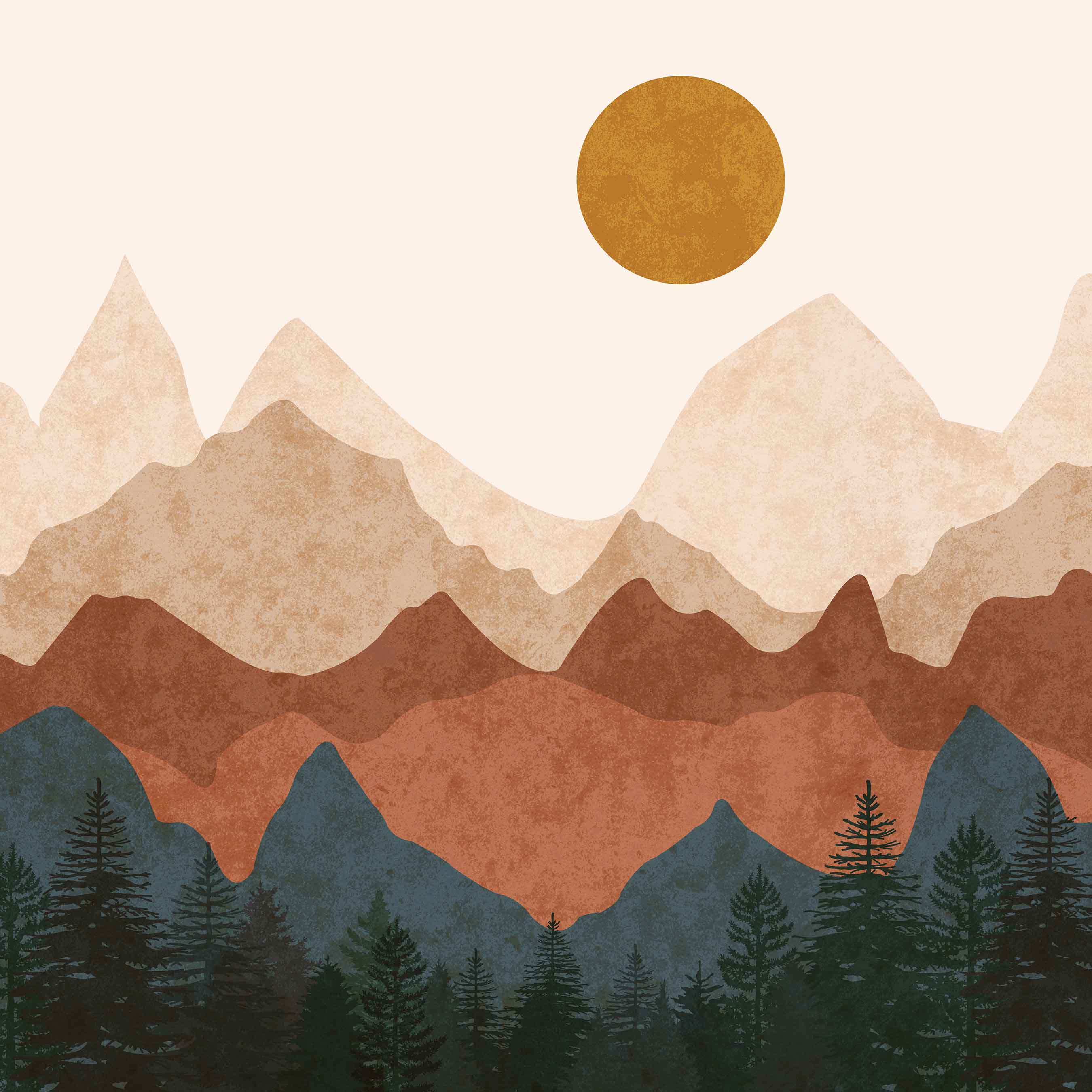 Eternal Horizons (Tan) Landscape wallpaper for living room & hospitality interiors | MWA-LWZ-328