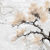 Silent Blossoms (Grey) Botanical wallpaper for living room & dining room interiors | MWA-LWZ-325