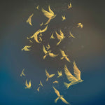 Flight of Light (Gold) Wildlife wallpaper for living room & bedroom interiors | MWA-LWZ-324