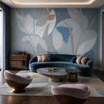 Whispering Wings (Blue) Botanical wallpaper design view 2 | MWA-LWZ-323