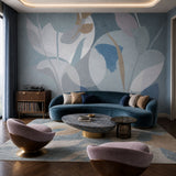 Whispering Wings (Blue) Botanical wallpaper design view 2 | MWA-LWZ-323