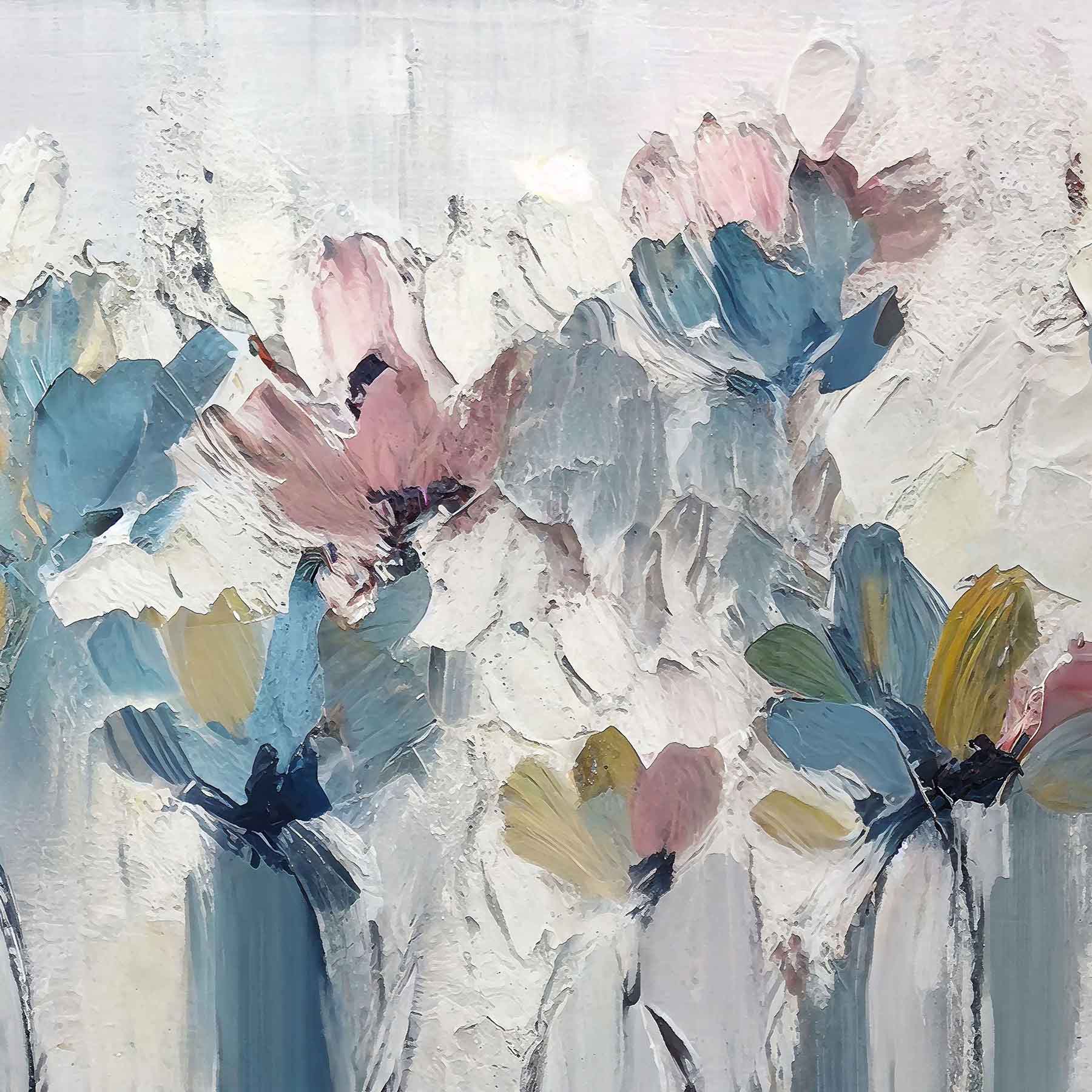 Whispers in Bloom (White) Botanical wallpaper for living room & bedroom interiors | MWA-LWZ-322