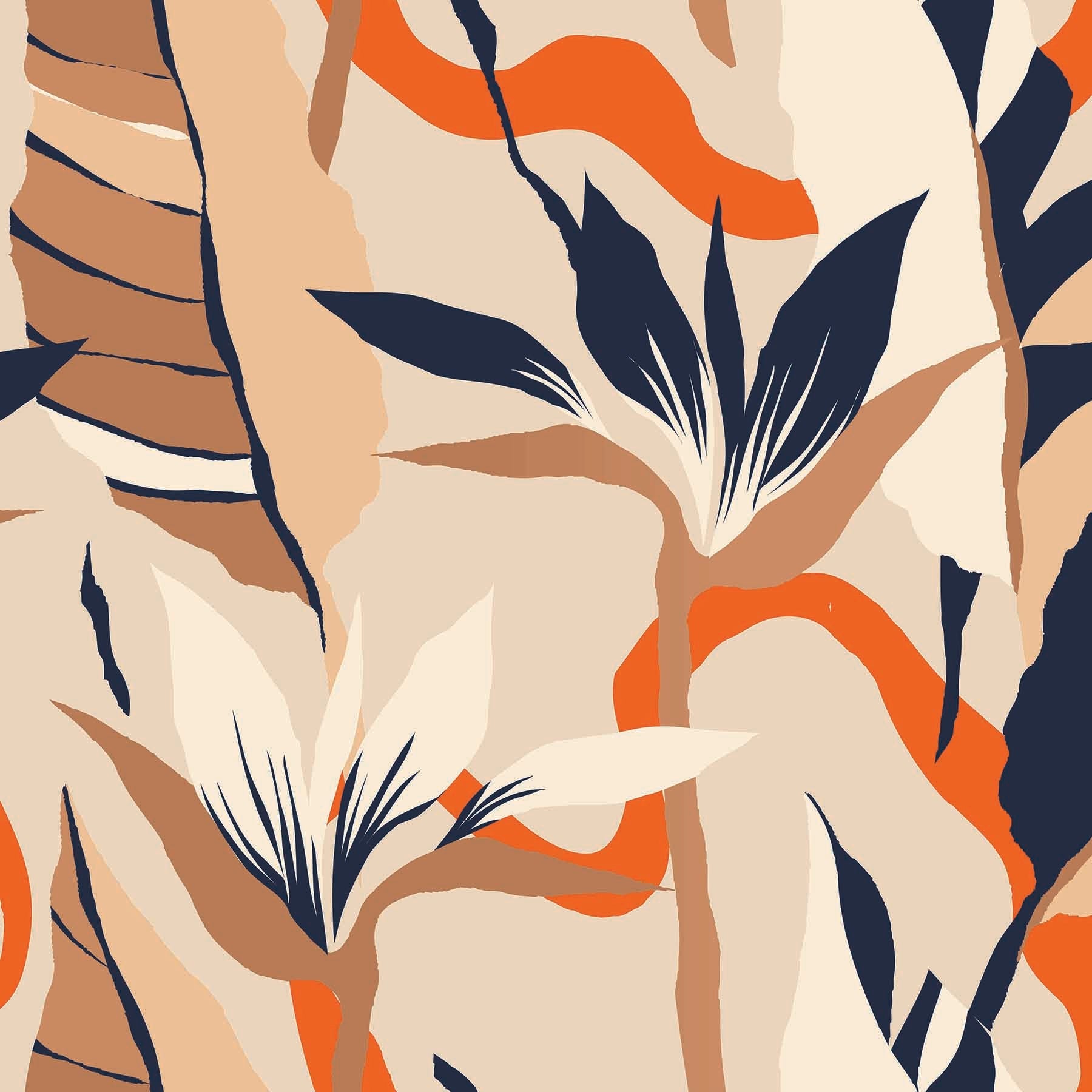 Tropical Harmony (Beige) Botanical wallpaper for living room & dining room interiors | MWA-LWZ-321