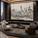 Urban Whispers (Black and White) Urban wallpaper design view 2 | MWA-LWZ-320