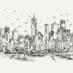 Urban Whispers (Black and White) Urban wallpaper for office & lounge interiors | MWA-LWZ-320