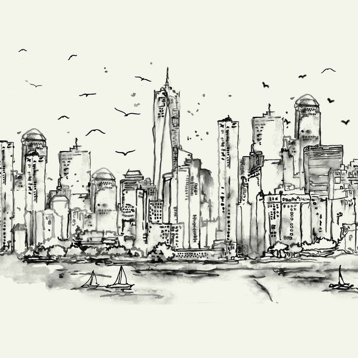Urban Whispers (Black and White) Urban wallpaper for office & lounge interiors | MWA-LWZ-320