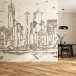Urban Whispers (Beige) Urban wallpaper design view 2 | MWA-LWZ-319