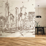 Urban Whispers (Beige) Urban wallpaper design view 2 | MWA-LWZ-319
