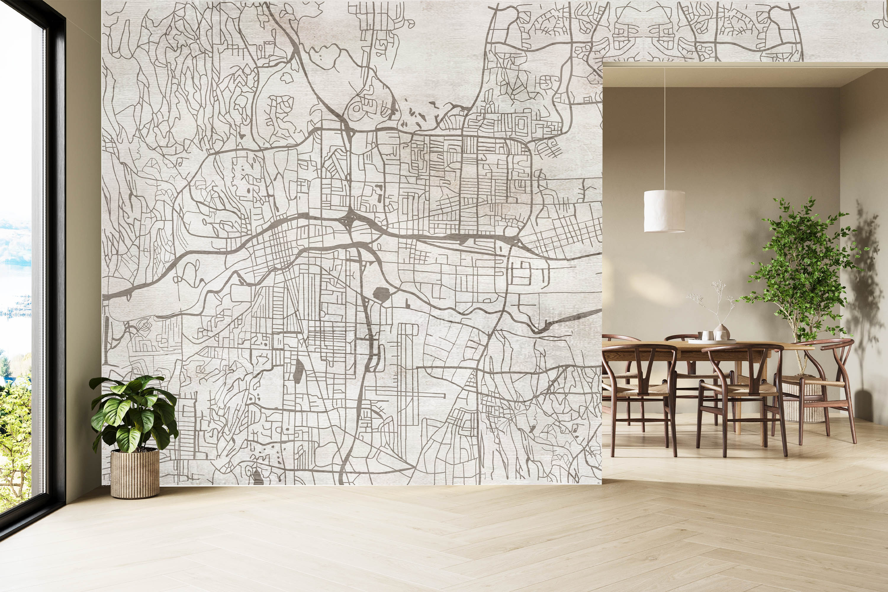 Urban Veins (Black and White) Urban wallpaper design view 2 | MWA-LWZ-317