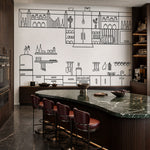 Culinary Lines (Black and White) Decorative Objects wallpaper design view 2 | MWA-LWZ-314