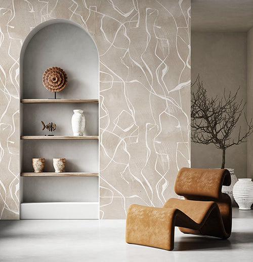 Earthen Scribble (Beige) Abstract wallpaper design view 2 | MWA-LWZ-313