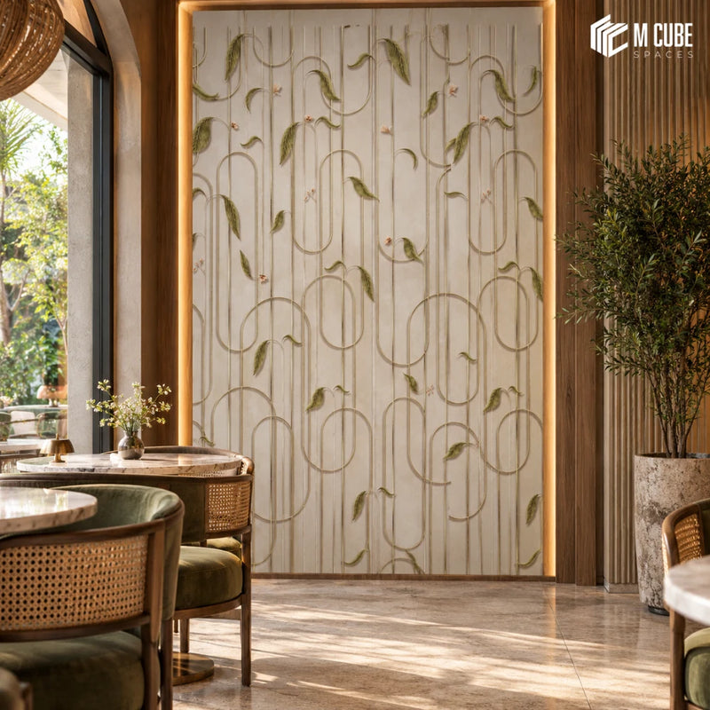 Coordinated Floral Art Wall for an Elegant Dining Lounge