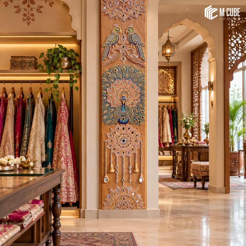 Ornamental Artistic Wall for a Luxury Ethnic Fashion Boutique - Commercial inspiration