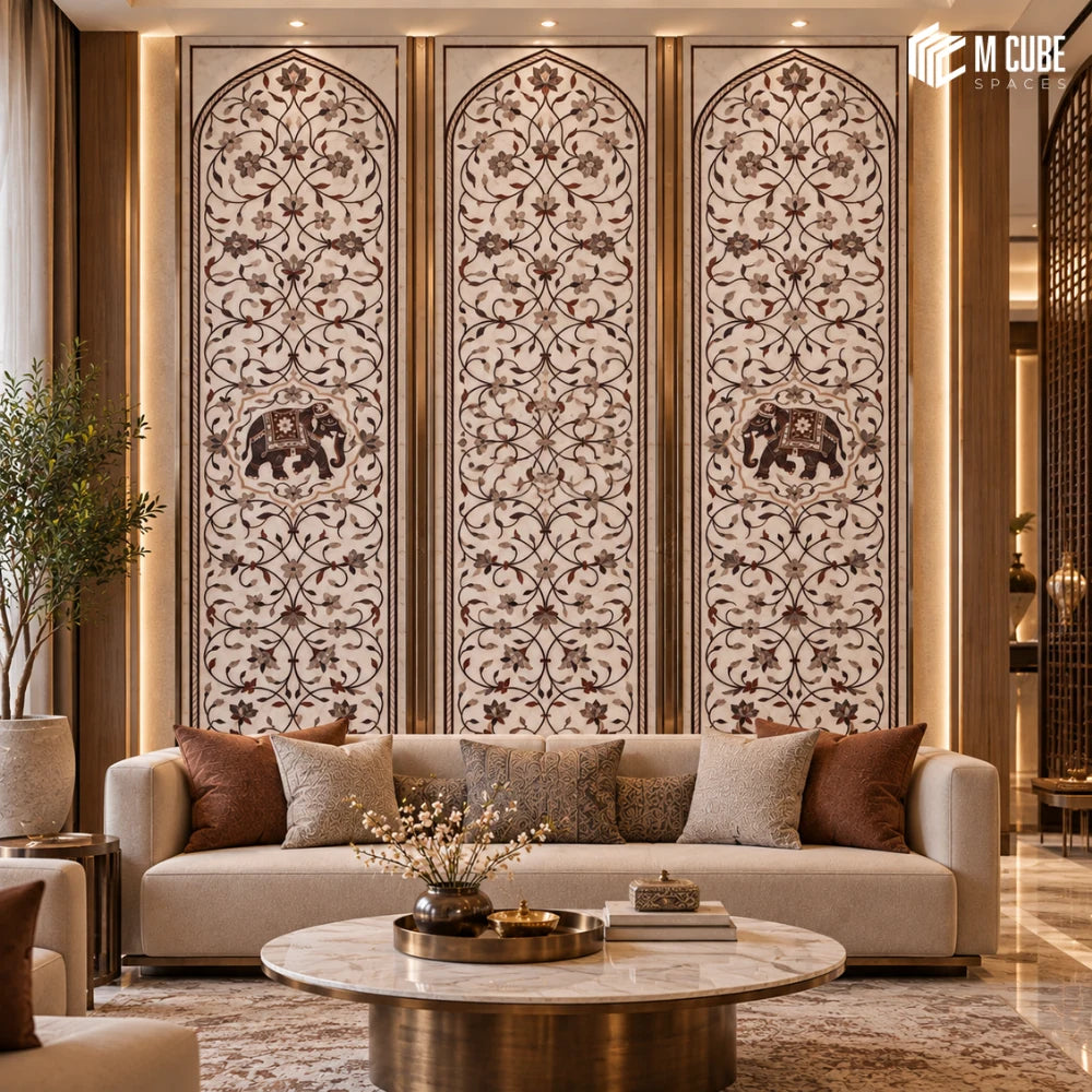 Ornate arch pattern wall for a heritage luxury living room - Living interior inspiration