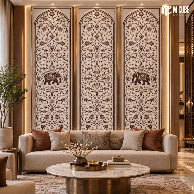 Ornate Arch Pattern Wall for a Heritage Luxury Living Room