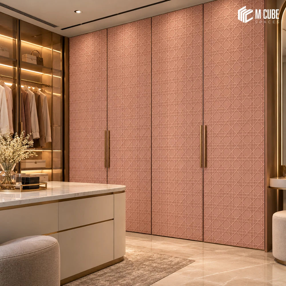 Subtle textured wardrobe panels for a luxury dressing room - Living interior inspiration