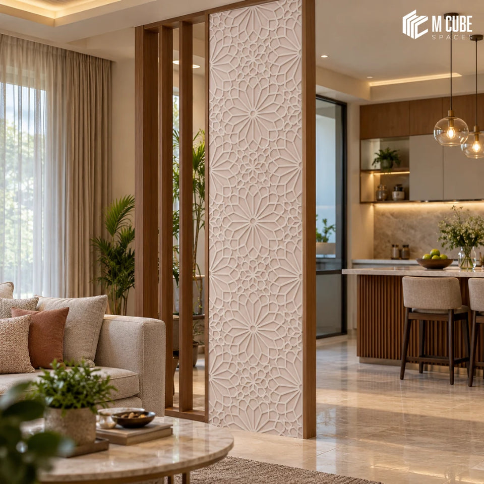 Patterned Decorative Column for a Bright Contemporary Living Room - Living inspiration
