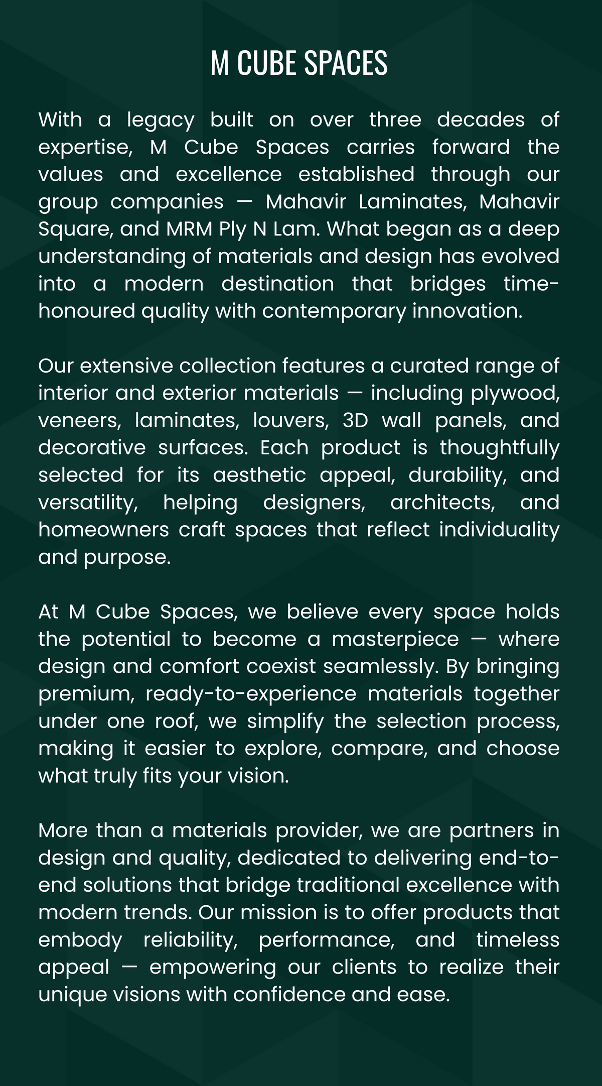About Us – M Cube Spaces